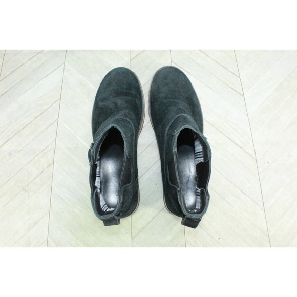 LL Bean Black Suede Slip On Buckled Chelsea Ankle Booties Size 9.5 M - Picture 7 of 8